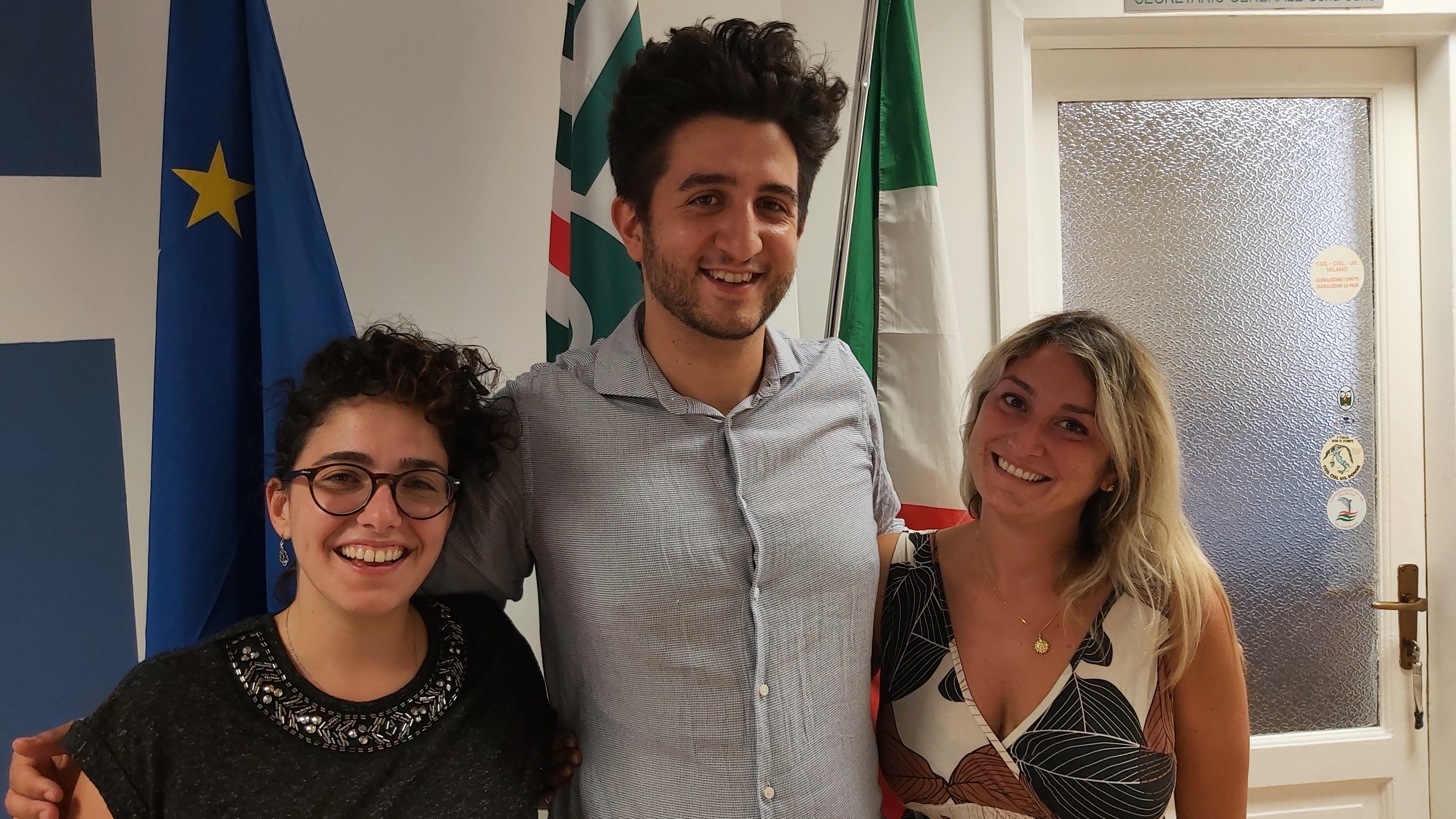 I giovani della Cisl milanese: Martina Ghislandi, Massimiliano Genova, Roberta Ferrante