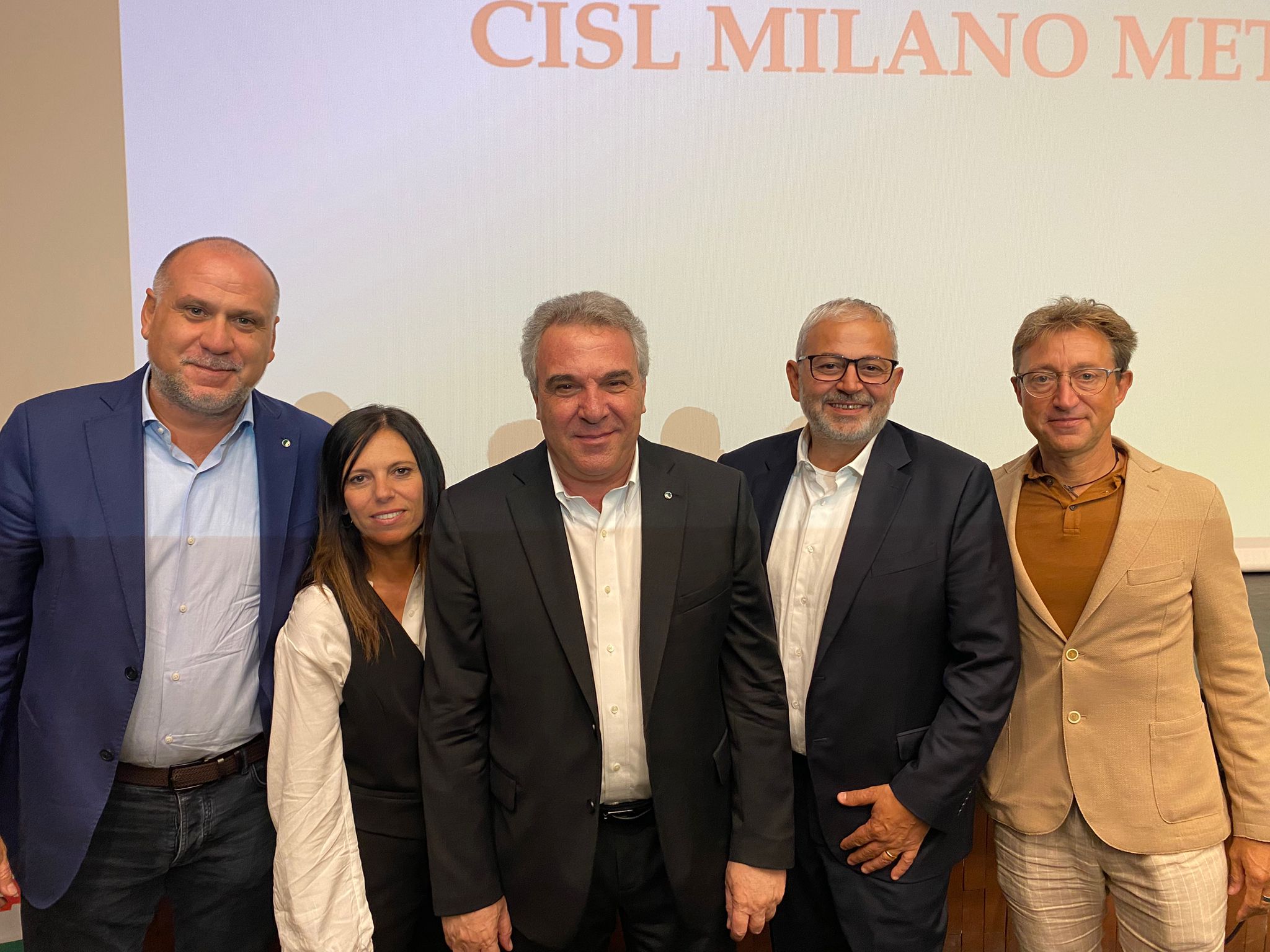 La segreteria della Cisl milanese con Luigi Sbarra